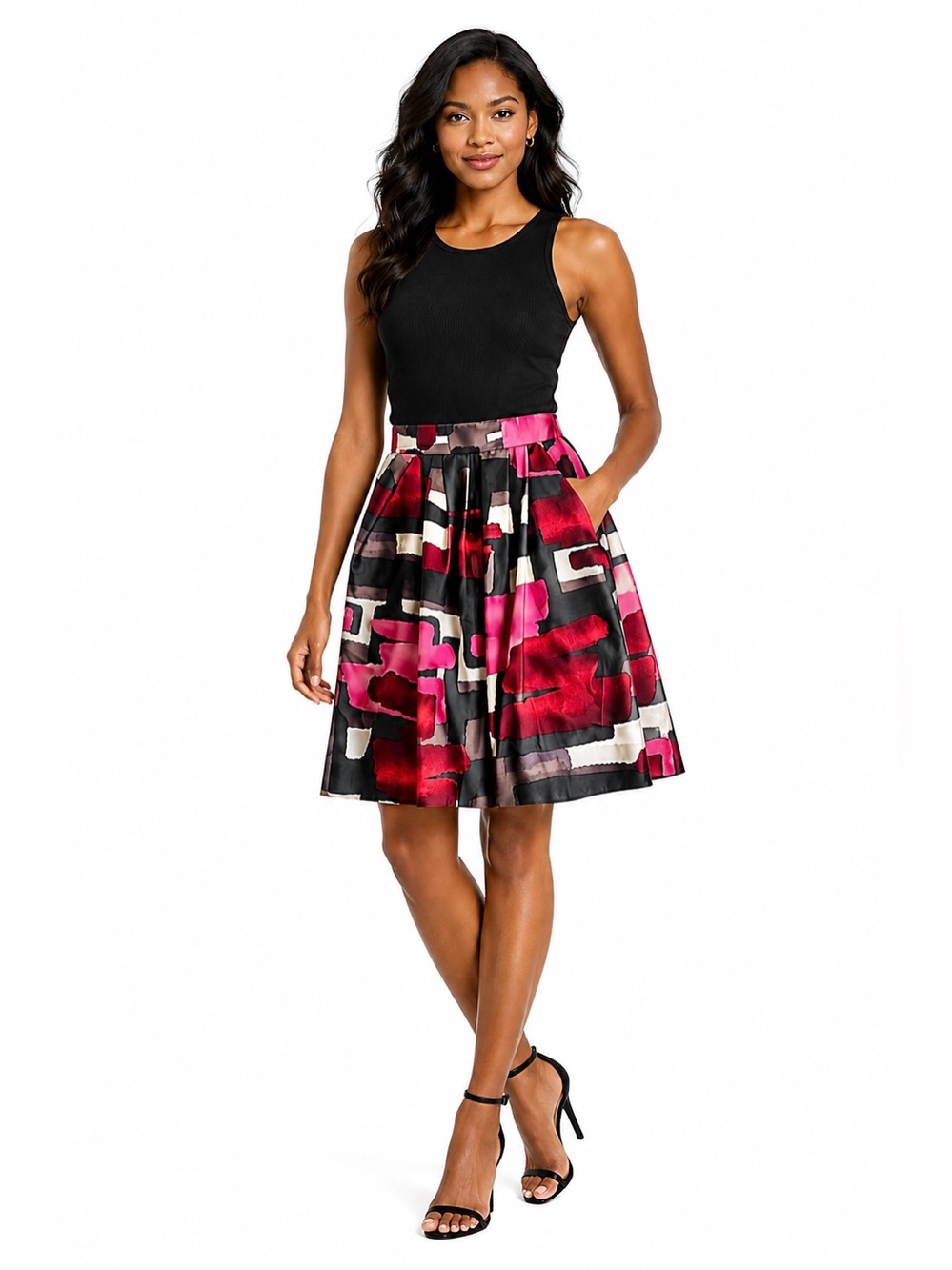 Lela Rose Abstract A-Line Flare Mini Skirt 10
